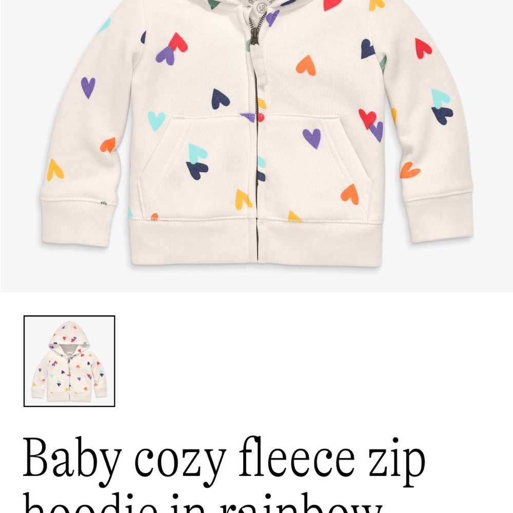Primary Cream Hoodie with Colorful Hearts